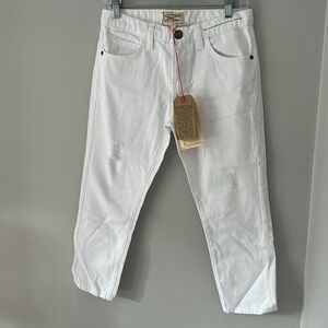 NWT Current Elliot white jeans cropped